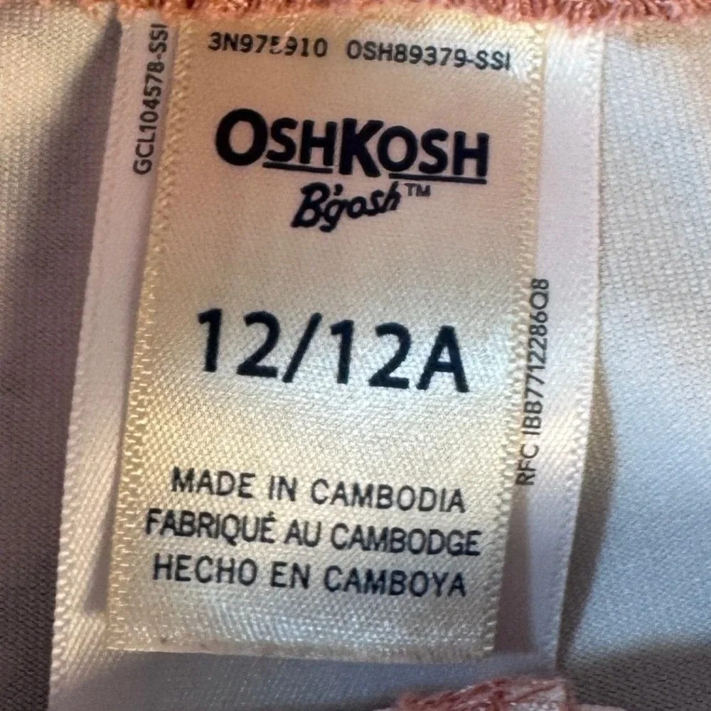 OshKosh Bgosh Girls Pink Floral Athletic‎ Leggings Size 12 Activewear Pants